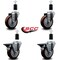 Service Caster 4'' Maroon Poly Wheel Swivel 1-3/8'' Expanding Stem Caster Set 2 Brakes, 4PK SCC-EX20S414-PPUB-MRN-2-PLB-2-138 - alternate 4